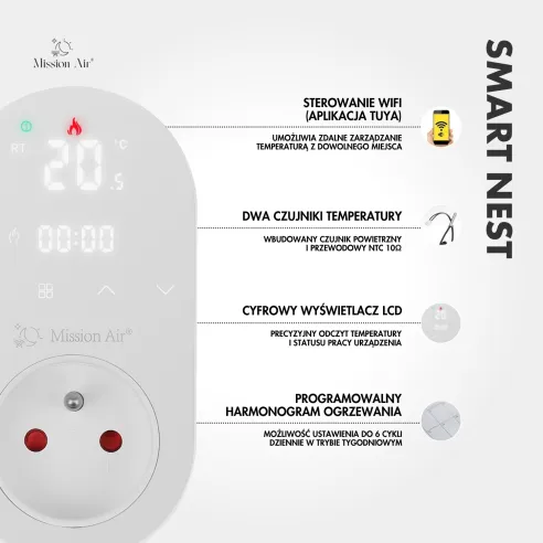 SMART NEST WiFi Plug-In Thermostat | Programmable, Smart App, White