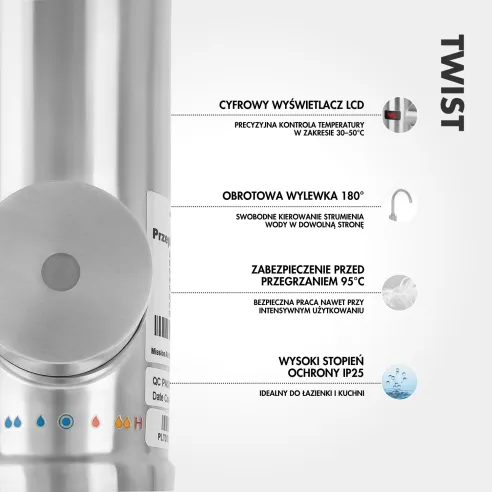 TWIST 3.3 kW Instant Water Heater | Electric, LCD Display