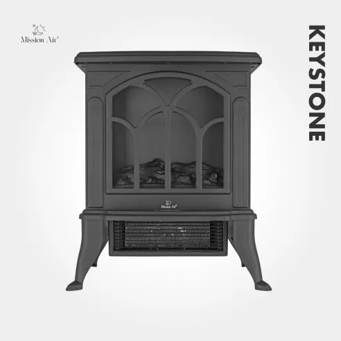 KEYSTONE 1800 W Electric Fireplace | LED Flame Effect, Black