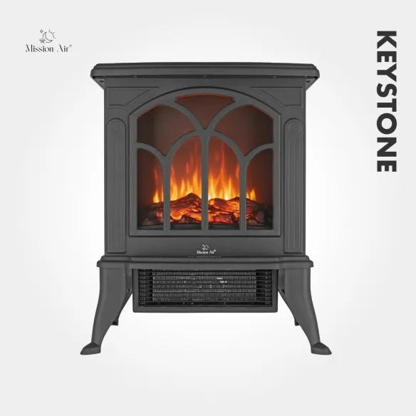 KEYSTONE 1800 W Electric Fireplace | LED Flame Effect, Black