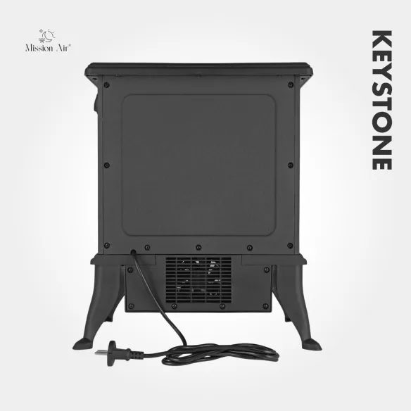 KEYSTONE 1800 W Electric Fireplace | LED Flame Effect, Black