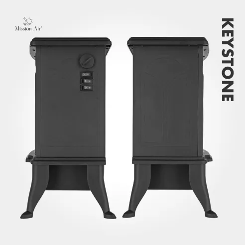 KEYSTONE 1800 W Electric Fireplace | LED Flame Effect, Black