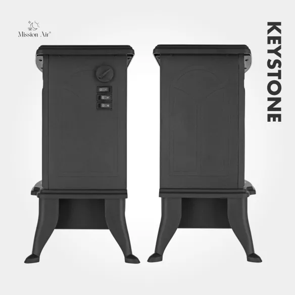 KEYSTONE 1800 W Electric Fireplace | LED Flame Effect, Black