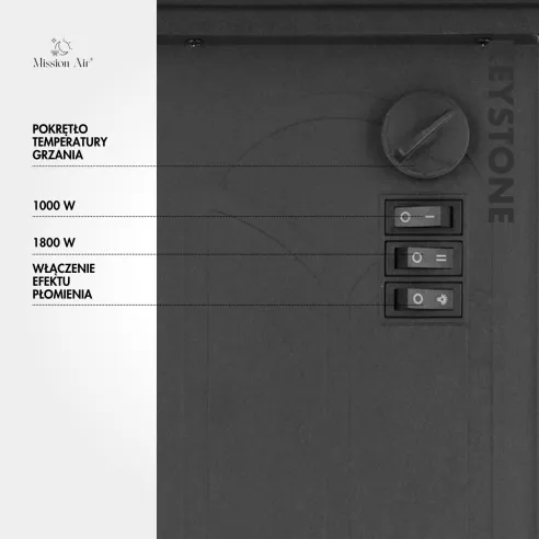 KEYSTONE 1800 W Electric Fireplace | LED Flame Effect, Black