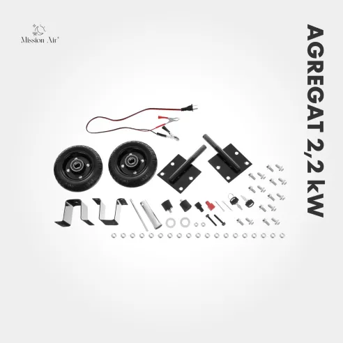 Zestaw montażowy agregatu prądotwórczego – koła i elementy