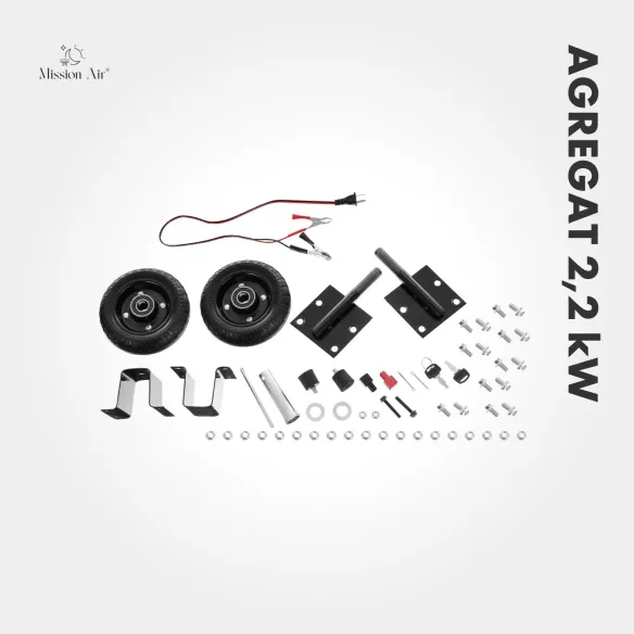 Zestaw montażowy agregatu prądotwórczego – koła i elementy