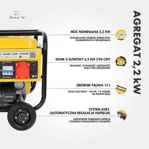 2.2 kW 6.5 HP Petrol Generator | Gasoline Engine