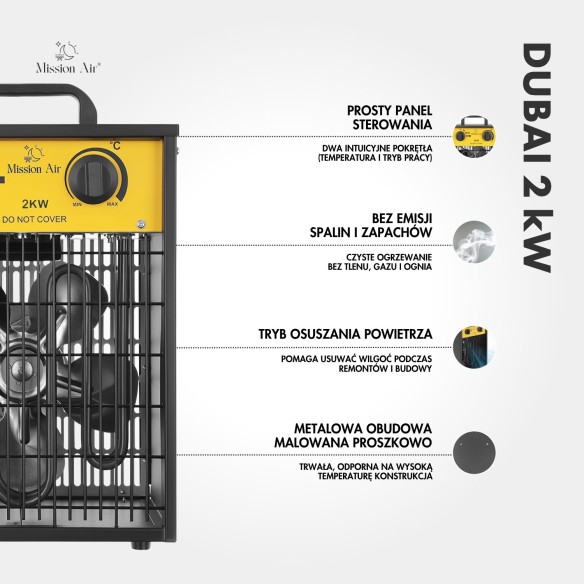 DUBAI 2000 W Electric Air Heater | PTC, Portable