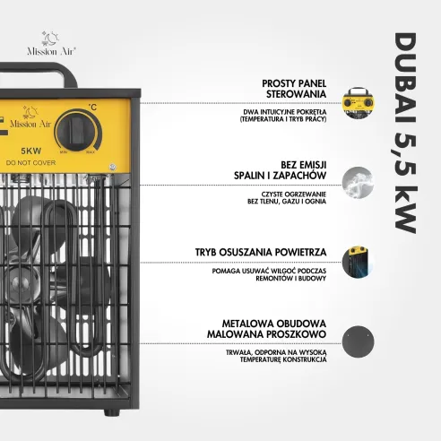 DUBAI 5000 W Electric Air Heater | PTC, Portable