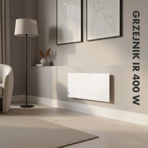 IR 400 W Infrared Heater | Panel with Thermostat, White