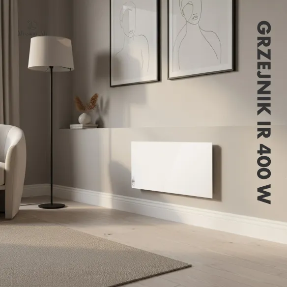 IR 400 W Infrared Heater | Panel with Thermostat, White