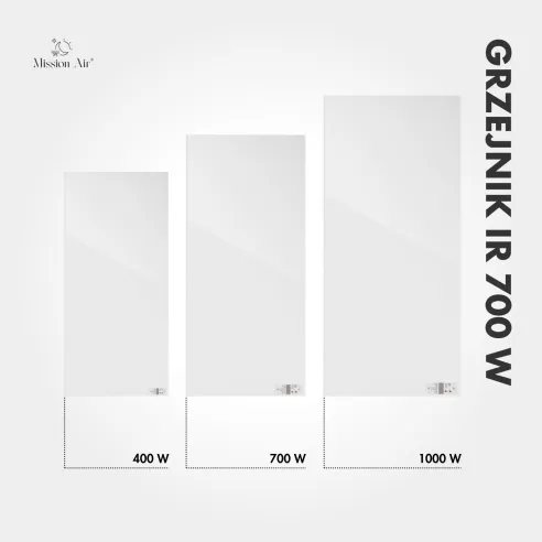 Grzejnik na podczerwień IR 700 W – porównanie rozmiarów