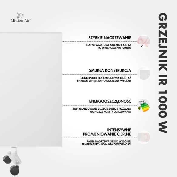 IR 1000 W Infrared Heater | Side Thermostat, White