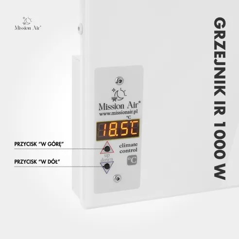 Grzejnik na podczerwień IR 1000 W – termostat boczny