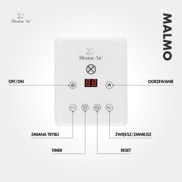 MALMO 2400 W PTC Column Fan Heater | White