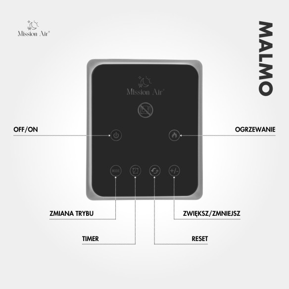 MALMO 2400 W PTC Column Fan Heater | Black