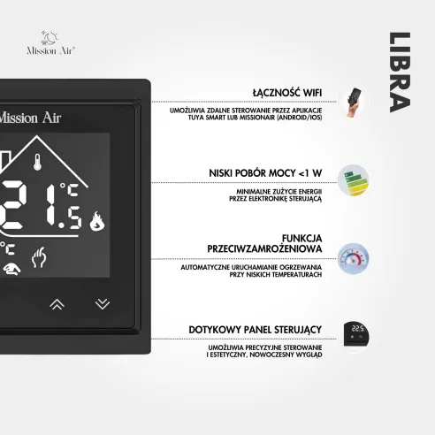 Regulator LIBRA WiFi – ekran i funkcje programowania